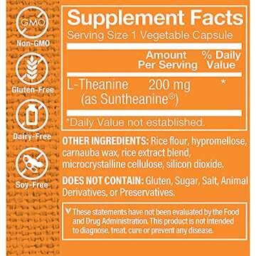 The Vitamin Shoppe L-Theanine 200MG, Clinically Studied Ingredient, Supports Relaxation & Stress (60 Capsules)