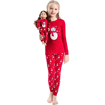 Babyroom Girls Matching Doll & Toddler Christmas Pajamas Set - Size 6 Red
