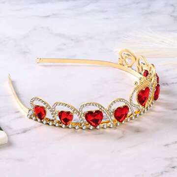 Descendants 4 Red Crown with Heart Descendants 4 Rise of Red Costume Headdress Queen of Hearts Gold ...