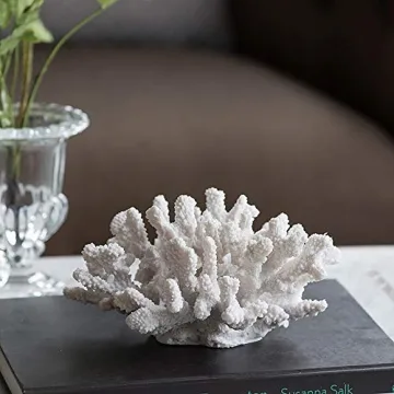 A & B Home 8.3" Decorative Faux Rising Coral Nautical Sculpture in Bright White