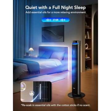 GoveeLife 42'' Tower Fan for Bedroom, Smart Floor Fans with 150° Adjustable Oscillating, APP & Voice Control, 5 Modes 12 Speeds up to 26ft/s, 24H Timer, 27dB Quiet Fan for Cooling Home Office Silver