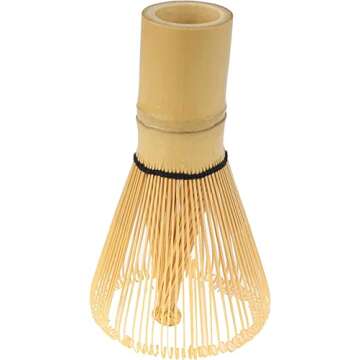 BambooMN Japanese Matcha Whisk Chasen - Traditional Handcurled 100 Tate Matcha Utensil - Natural Golden Brown - 1 Piece