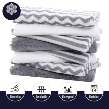 8 Pack Super Soft Baby Burp Cloths, Baby Washcloths, Ultra Absorbent Large Newborn Burping Cloth for Boy and Girl, Milk Spit Up Rags, Unisex for Baby Sensitive Skin, Grey and White, 16 × 12 Inch