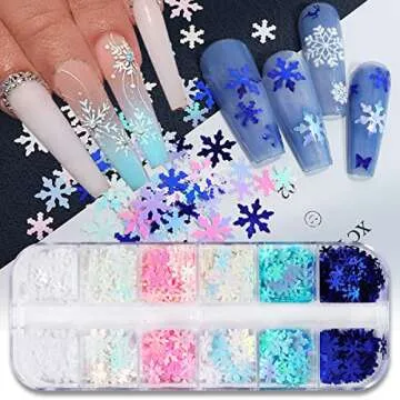 12 Grids Snowflake Sequins for Christmas Nail Art