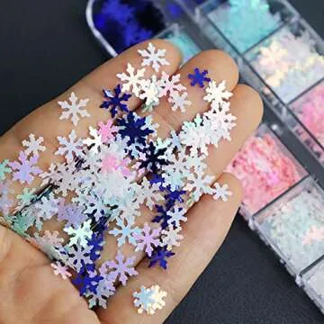 12 Grids Snowflake Sequins for Christmas Nail Art