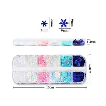 12 Grids Snowflake Sequins for Christmas Nail Art