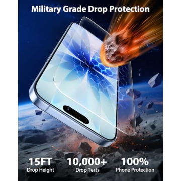 Mkeke 3 Pack Screen Protector for iPhone 17 6.3", [9H+ Tempered Glass] [Military-Grade Drop Protecti...