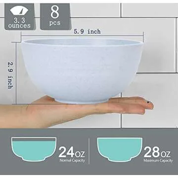 Homestockplus Cereal Bowls 24 OZ Microwave and Dishwasher Safe Bowl BPA-Free Eco-Friendly Bowl Sets Mixed Color for Cereal, Salad, Soup, Rice[Set of 8]
