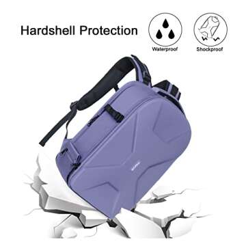 MOSISO Camera Backpack, DSLR/SLR/Mirrorless Photography Camera Bag 15-16 inch Waterproof Hardshell Case with Tripod Holder&Laptop Compartment Compatible with Canon/Nikon/Sony, Lavender Gray