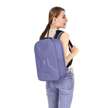 MOSISO Camera Backpack, DSLR/SLR/Mirrorless Photography Camera Bag 15-16 inch Waterproof Hardshell Case with Tripod Holder&Laptop Compartment Compatible with Canon/Nikon/Sony, Lavender Gray