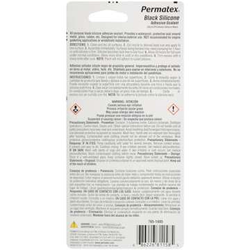 Permatex 81158 Black Silicone Adhesive Sealant, 3 oz. Tube, Pack of 1