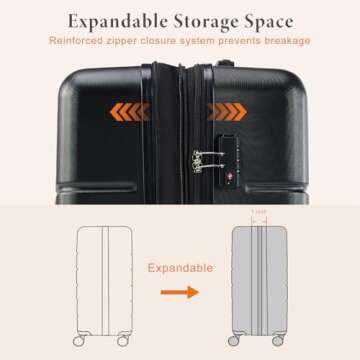 Sweetcrispy 3-Piece Luggage Set for Effortless Travel