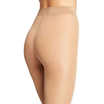 Wolford Pure Shimmer 40 Denier Concealer Tights For Women Soft Feel Flawless Legs Bonded Seams Wide Essential Sheer Hosiery | Color Fairly Light Beige |Large