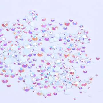 1000pcs 2-6mm White AB Resin Nail Rhinestones for DIY Nail Art Decoration