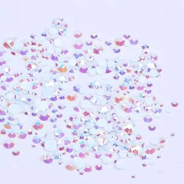 1000pcs 2-6mm White AB Resin Nail Rhinestones for DIY Nail Art Decoration