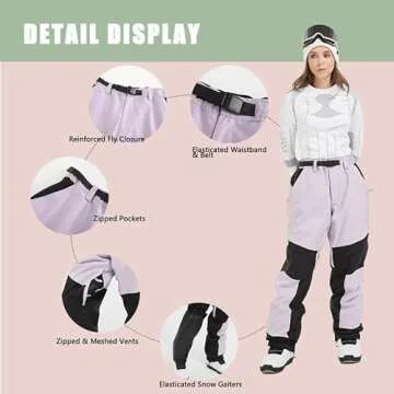 SNOWVERB Womens Mens Mountain Unisex Ski Pants Snowboard Bottoms Warm Snow Trousers High Windproof Waterproof Winter Pants