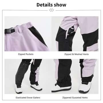 SNOWVERB Womens Mens Mountain Unisex Ski Pants Snowboard Bottoms Warm Snow Trousers High Windproof Waterproof Winter Pants