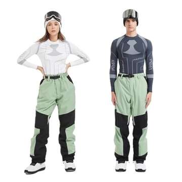 SNOWVERB Womens Mens Mountain Unisex Ski Pants Snowboard Bottoms Warm Snow Trousers High Windproof Waterproof Winter Pants