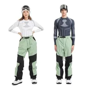 SNOWVERB Womens Mens Mountain Unisex Ski Pants Snowboard Bottoms Warm Snow Trousers High Windproof Waterproof Winter Pants