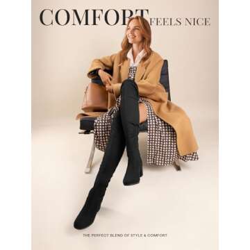 DREAM PAIRS Women's Laurence Over The Knee Thigh High Chunky Heel Boots Long Stretch Sexy Fall Boots,Size 6.5,Black,Laurence