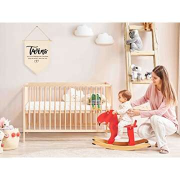 Twin Room Sign-Twins Two Little Blessings-Canvas Hanging Pennant Flag Banner Wall Sign Decor Gift for Nursery Baby Kids Boy Girl Newborn Nephew Teen Bedroom Playroom Front Door-Birthday Christmas Gift