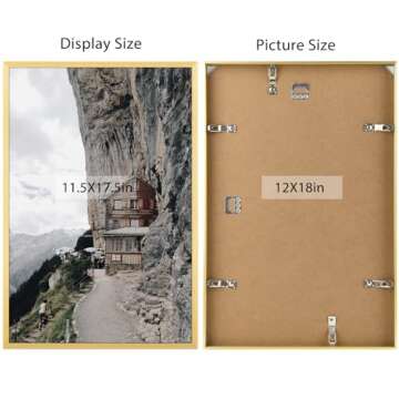 Frametory 12x18 Gold Metal Picture Frame for Photos