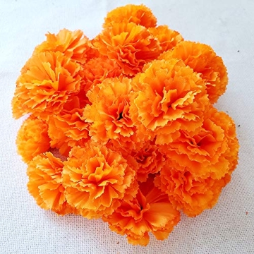 TRvancat Marigold Flowers Heads Bulk, Silk Artificial Flowers for Diwali,Indian Festival, DIY Marigo...