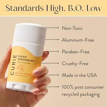 Curie Aluminum Free Deodorant - Orange Neroli Stick and Travel Mini - Natural Deodorant, Paraben Fre...
