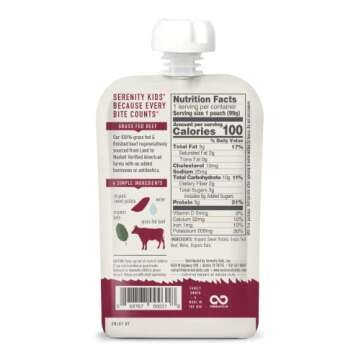 Serenity Kids Surf & Turf Baby Food Pouches Bundle | 6 Each of Wild Caught Salmon & Grass Fed Beef (12 Count)