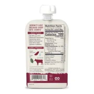 Serenity Kids Surf & Turf Baby Food Pouches Bundle | 6 Each of Wild Caught Salmon & Grass Fed Beef (12 Count)