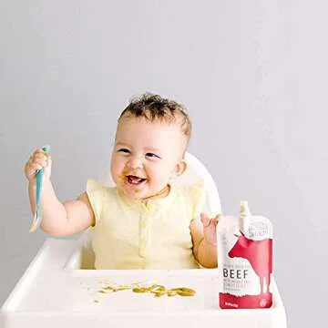 Serenity Kids Surf & Turf Baby Food Pouches Bundle | 6 Each of Wild Caught Salmon & Grass Fed Beef (12 Count)