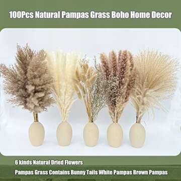 Elegant 100Pcs Pampas Grass for Boho Home Decor