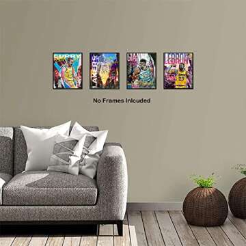 NIIORTY Basketball Stars Wall Art, Graffiti Basketball Art Prints, Stephen Curry Giannis Antetokounm...