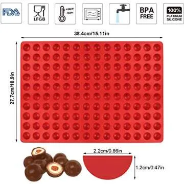 Palksky 2PCS 140-Cavity Small Round Silicone Mold/Semicircle Chocolate Drops Mold/Dog Treats Pan/Sem...
