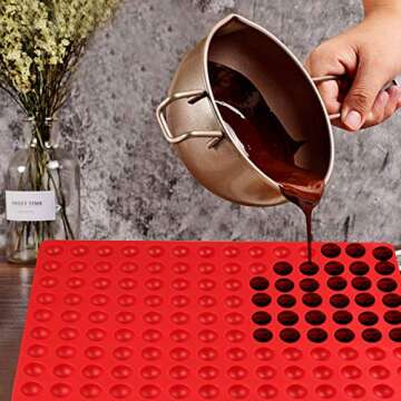 Palksky 2PCS 140-Cavity Small Round Silicone Mold/Semicircle Chocolate Drops Mold/Dog Treats Pan/Semi Sphere Gummy Candy Molds for Ganache Jelly Caramels Cookies Pet Treats Baking Mold