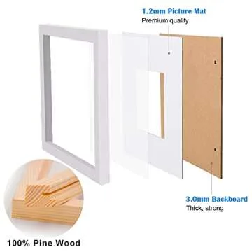 Egofine 4x6 Picture Frames Set of 4 - Made of Solid Wood Covered by Plexiglass for Table Top Display and Wall Mounting photo frame White