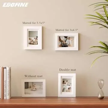 Egofine 4x6 Picture Frames Set of 4 - Made of Solid Wood Covered by Plexiglass for Table Top Display and Wall Mounting photo frame White