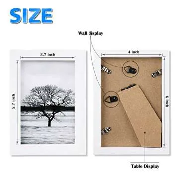 Egofine 4x6 Picture Frames Set of 4 - Made of Solid Wood Covered by Plexiglass for Table Top Display and Wall Mounting photo frame White