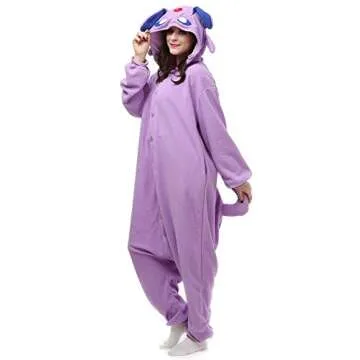 Sayadress Lovely Animal Cosplay Halloween Costumes Pajamas for Unisex Adults (M, Purple Espeon)