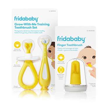 FridaBaby SmileFrida Finger Toothbrush and Grow-with-Me Training Toothbrush Set | Infant to Toddler ...