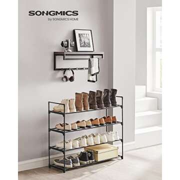 SONGMICS Shoe Rack, 4-Tier Shoe Organizer, Hold up to 20 Pairs of Shoes, Stackable Shoe Tower for Li...
