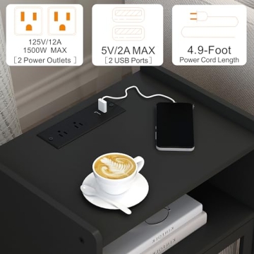 Stylish Nightstand with Charging Station and Storage