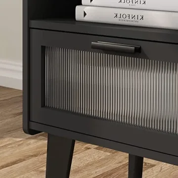 Stylish Nightstand with Charging Station and Storage