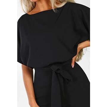 QUEENIE VISCONTI Women Summer Wide Leg Jumpsuit - Casual Long Pants Rompers Vacation Dressy Playsuit Black M