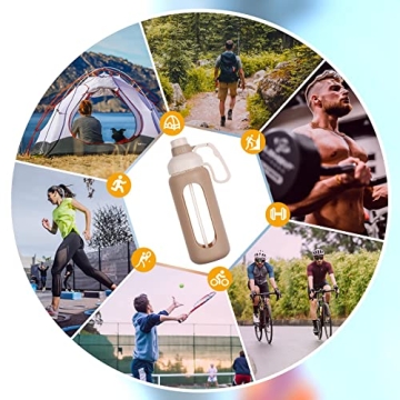 MUKOKO 42oz Glass Water Bottle for Hydration