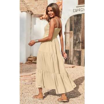 PRETTYGARDEN Women's Summer Maxi Dress 2025 Casual Boho Sleeveless Spaghetti Strap Smocked Tiered Long Beach Sundresses