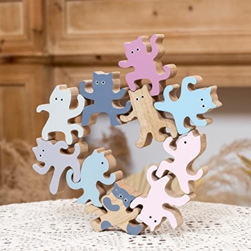 Kung Fu Cat Stacking Toy - Fun Wooden Playset for All Ages