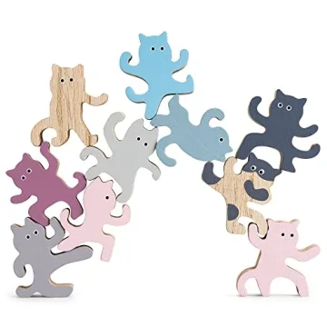 Kung Fu Cat Stacking Toy - Fun Wooden Playset for All Ages