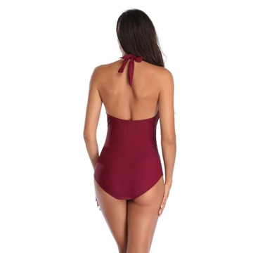 Chic Maternity Swimsuit Stylish One Piece Wine Red