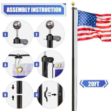 Gientan Heavy Duty Flag Pole 20FT Kit with American Flag